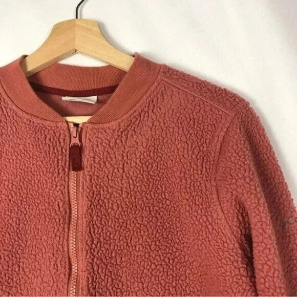 Columbia Feeling Frosty Rust Orange Sherpa Fleece Zip Jacket M - Picture 3 of 3